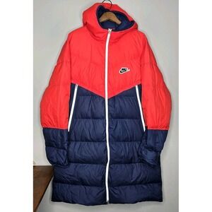 Nike Goose Down Fill Windrunner Storm Fit Parka Jacket Red Navy Men's Large Nike